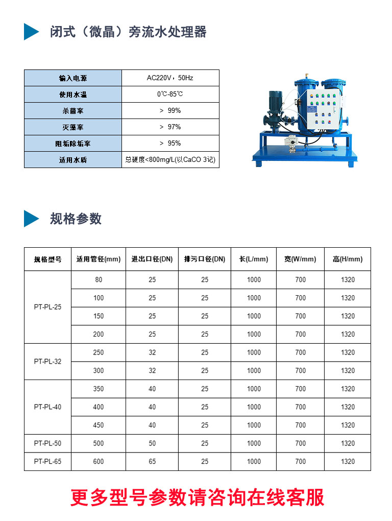 微晶旁流水處理器參數(shù)